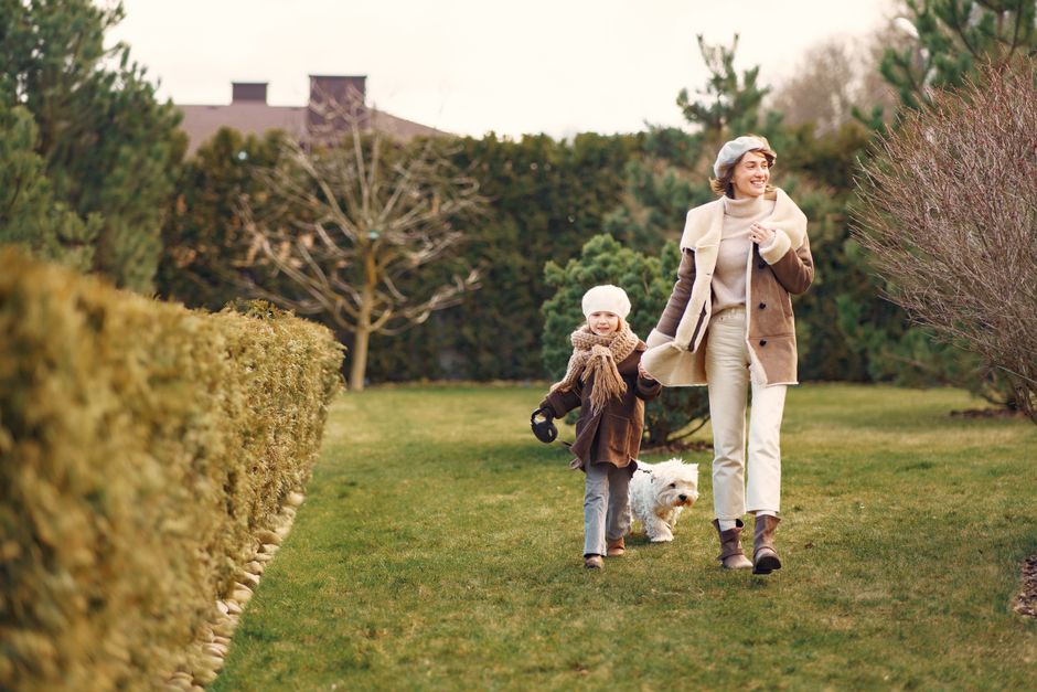 Family walking together in the park